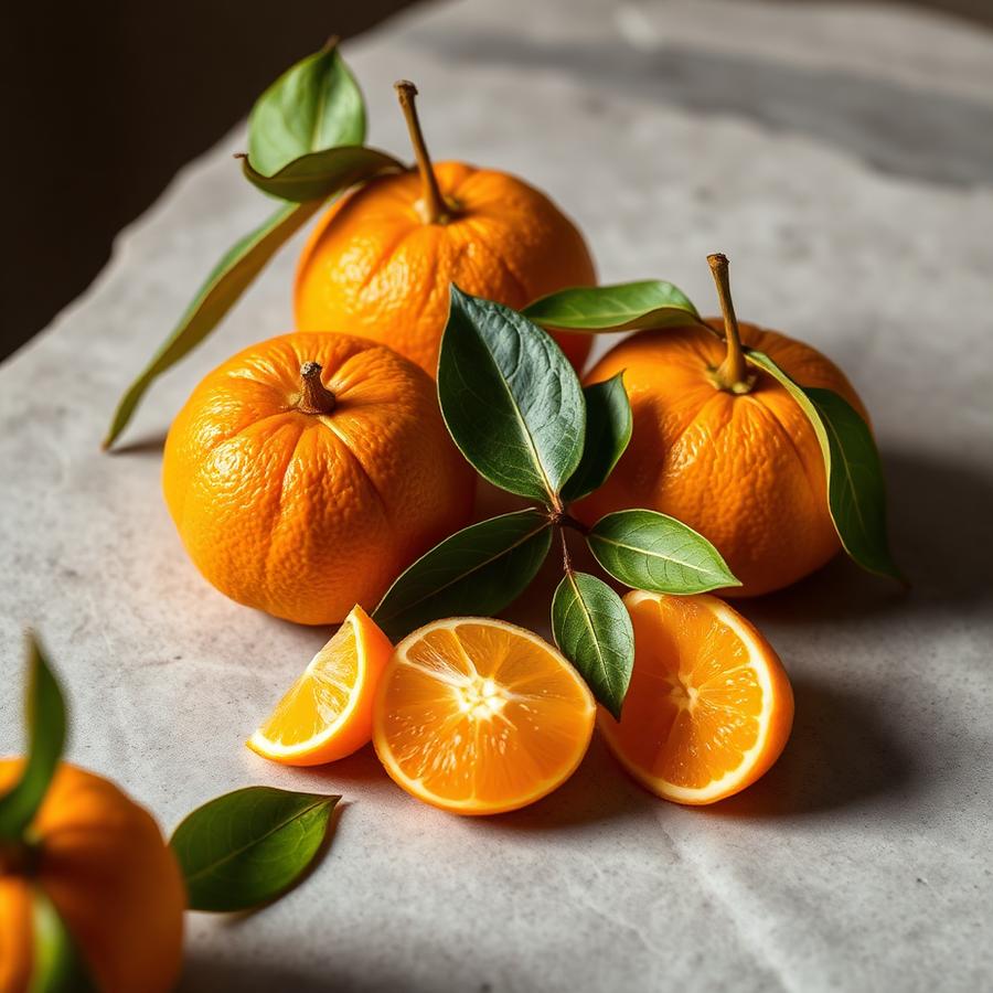 Fresh mandarins with leaves